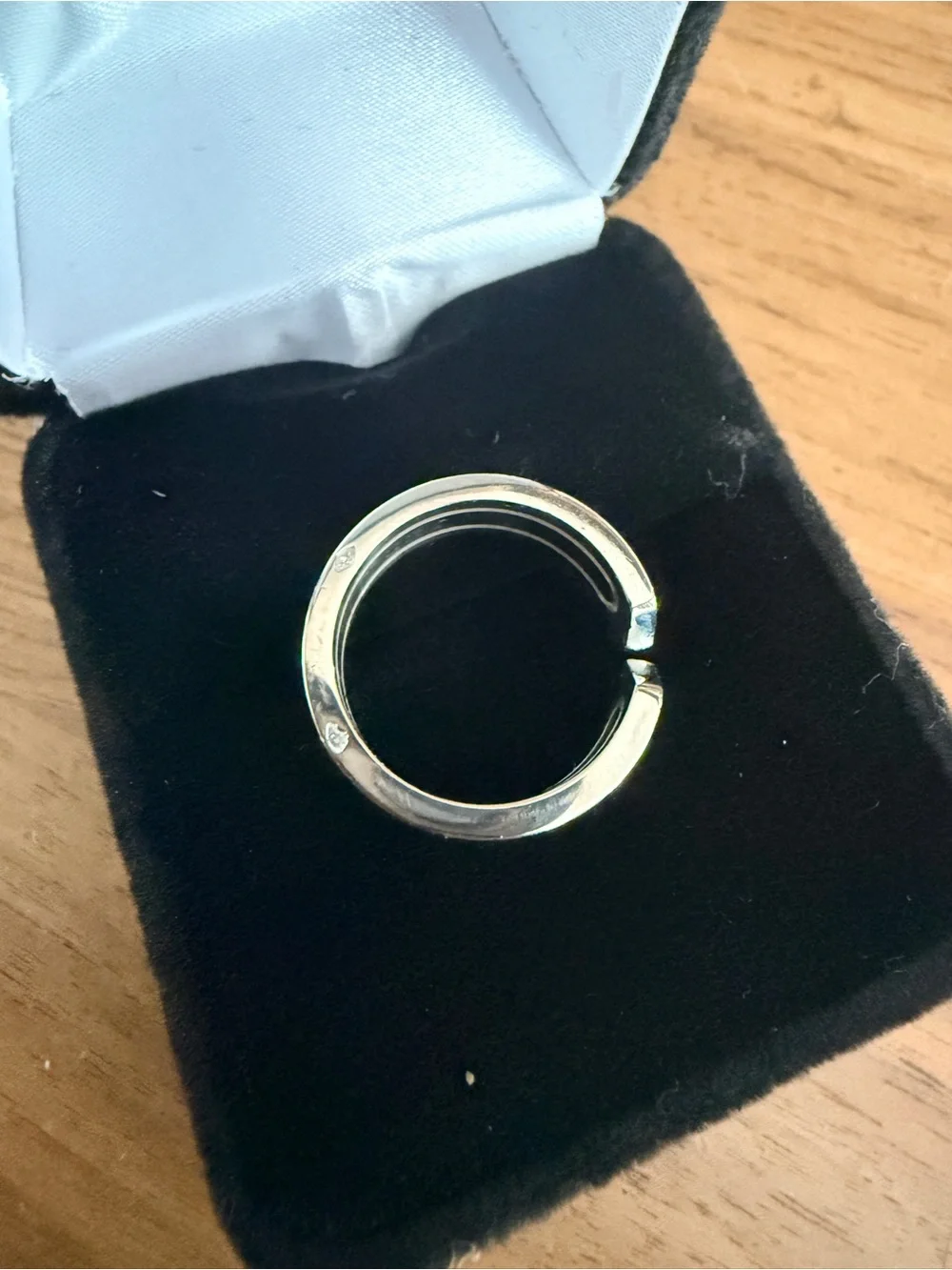 Cartier Vintage C de Cartier 18k White Gold Ring size 50